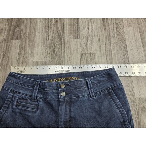 Lands' End Pants Womens 10 Blue Denim Look Cropped Straight Leg Stretch Jeans - Picture 7 of 11